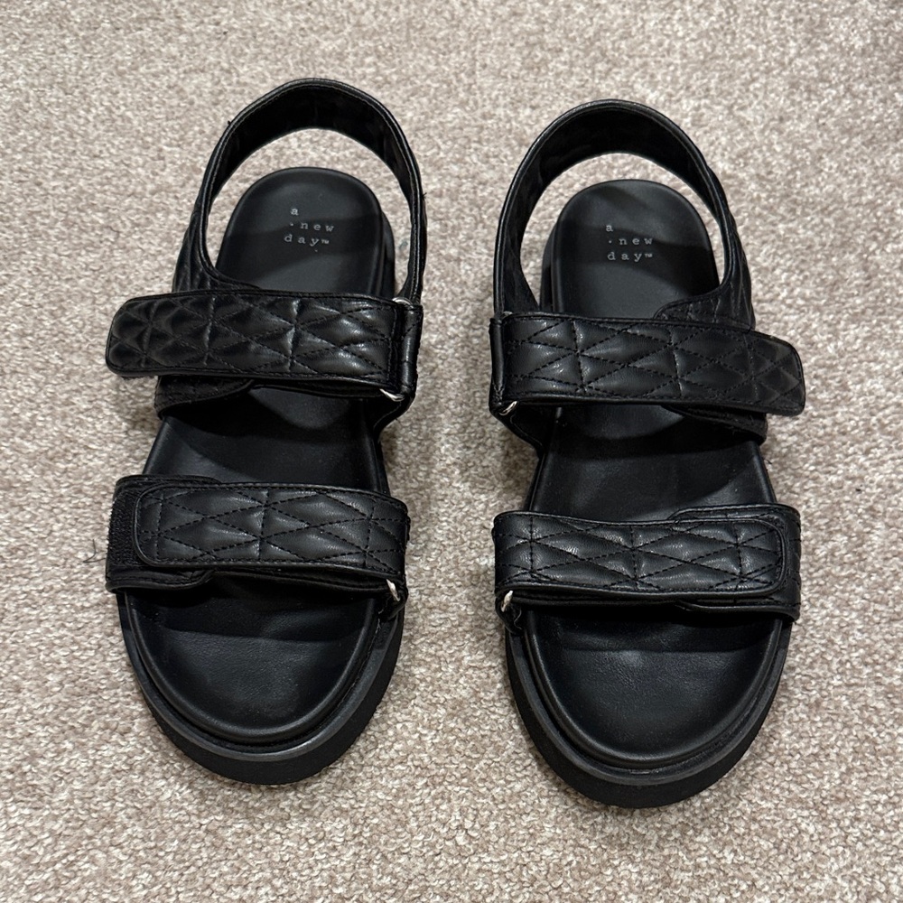 A New Day Black Quilted Sandals